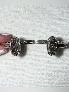 Elton Silver Cuff Bracelet in Platinum Drusy